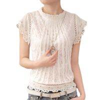 【Feb】 Plus Size Women Fashion Lace Crochet Short Sleeve Round Neck Blouse Shirt Top for women top high quality clothing