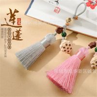 【cw】 Bodh Chinese Knot Chain Tassel ring Pendant Accessory Crafts Keychains for Car keys Ethnic ！