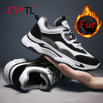 CYYTL Mens Running Sports Fashion Sneakers Fur Lined Outdoor Walking Snow Shoes for Boys Non Slip Teens Workout Trainers