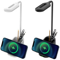 NEW Dimmable Desk Light wWireless Charger and Pen Holder Flexible Gooseneck Table Lamp 3 Light Colors Touch Control Table