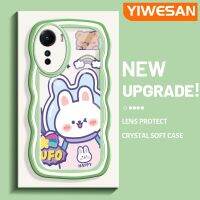 YIWESAN เคสสำหรับ Vivo เคส Y16ลายกระต่ายอวกาศสีสันสดใสน่ารักขอบคลื่นกันกระแทกแบบใสนิ่มเคสมือถือสร้างสรรค์เคสป้องกันซิลิโคนโปร่งใสลายกล้องถ่ายรูป