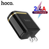 HOCO Original 5V/2.4A Dual USB Wall Charger Fast Charge สำหรับ iPhone 12,11 Pro Max,Samsung ,Galaxy Note 10 Plus,หมายเหตุ9 Xiaomi Android อะแดปเตอร์ดิจิตอลจอแสดงผล LED