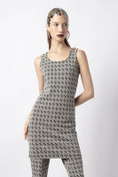 f.fashion เดรสนิตลายโมโนแกรม ผู้หญิง | Monogram Print Knit Dress | 06227