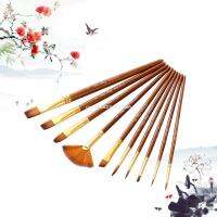 Special Offers 10 Pcs Nylon Hair Painting Brush Set Professional Painting Kits Round Pointed Tip Paintbrushes With Synthetic Nylon Tips