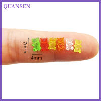 QUANSEN 20pcs MINI Resin เครื่องประดับหมีที่มีสีสัน DIY งานฝีมือตุ๊กตาตกแต่งลูกกวาด