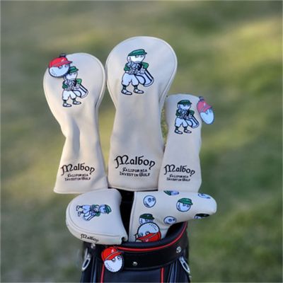 New Beige Fisherman Hat Golf Club #1 #3 #5 Wood Headcovers Driver Fairway Woods Cover PU Leather Head Covers Golf Putter