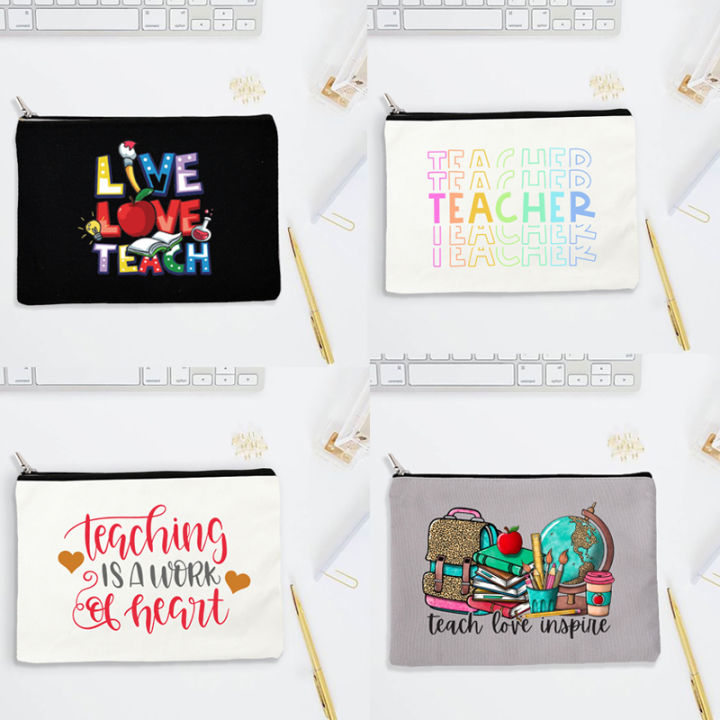 Teacher Appreciation Pouches with Zipper for Pencils, Stationery