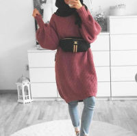 2021Womens Sweaters Winter Tops O Neck Sweater Long Thick Jumper Knitted Sweater Winter Dresses Women