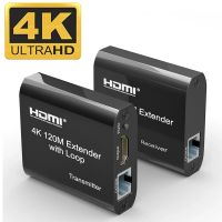 4K 120M Rj45ตัวขยาย HDMI Cat5e/6สาย1080P 60M HDMI อีเทอร์เน็ตขยายออกพร้อมสายสัญญาณเสียงออก EDID สำหรับ PS4 Apple แล็ปท็อปพีซีทีวี HDTV