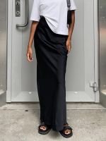 HOUZHOU Long Black Skirt Satin Women 2023 Summer High Waist Casual Fashion Slim Imitation Silk Mermaid Maxi Skirt Elegant Female