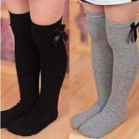 QianXing Shop Kids Girls Sweet Princess Bowknot Striped Boot Socks Winter Knee High Warm Socks