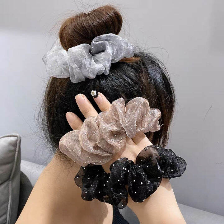 EMS Elegant Hair Tie Scrunchies Korea Simple Solid Color Hair Rope