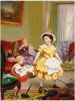ถึงเวลาที่ฉันจะเล่นเป็นแม่แล้ว! โดย Sophie Gengembre Anderson ภาพวาดที่มีชื่อเสียงศิลปะผนังแนวตั้งของตกแต่งบ้านไร่ศิลปะบนผืนผ้าใบสำหรับติดกำแพงตกแต่งผนังที่สวยงามสำหรับ Bedroom20x25cm8x10inch