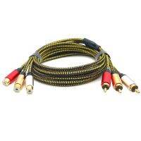 3คู่3rca สายออดิโอชาย-To-หญิง Av สีแดงสีขาวสีเหลืองต่อสายสามเสียงและวิดีโอบัวต่อสายเคเบิลทีวี