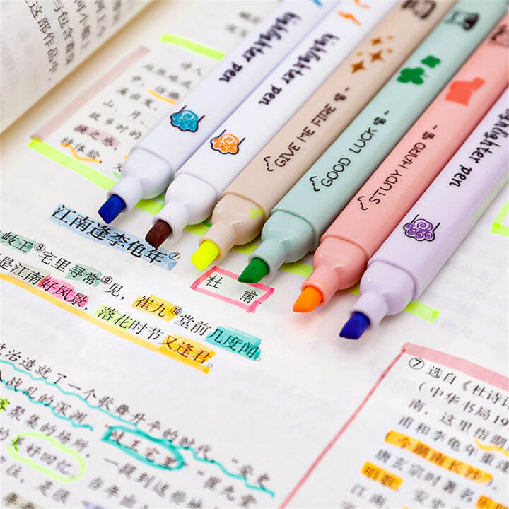 6pcs-box-kawaii-school-supplies-cartoon-cute-student-gift-fluorescent-pen-drawing-art-marker-cat-claw-highlighter