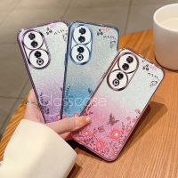 เคสโทรศัพท์สำหรับ Honor 90 Lite Honor 90 Pro Lite Honor80 Honor70 90 Lite 5G 2023สไตล์ดอกไม้ TPU ใสเคสสาวน่ารักแวววาวกรอบด้านหลัง