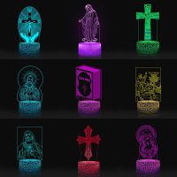 ☎✖❅ Crucifixion of Jesus Led Touch Switch 3D Night Light for Church Decoration Lights Gift for Christians Table Lamp Dropshipping