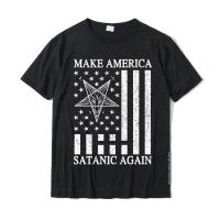 Make America Satanic Great Again Funny Gift Top T-Shirts For Men Custom Tops Tees Newest Simple Style Cotton