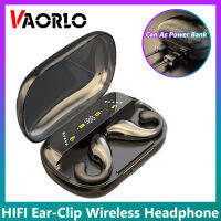 VAORLO Wireless 5.3หูฟังหูชุดหูฟังซับวูฟเฟอร์แบบคลิปหนีบเพลง HiFi พร้อมไมโครโฟนเฮดเซ็ตกันน้ำสามารถแบตสำรองได้