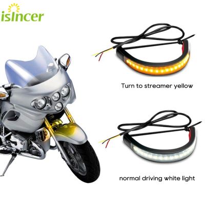 【CW】 2PCS Motorcycle Turn DRL Flasher Fork Strip Lamp Flashing Blinker 12V Car