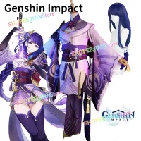 JINN เกม Genshin Impact Raiden Shogun คอสเพลย์เครื่องแต่งกายสำหรับสาว Baal วิกผม กิโมโน Beelzebul ชุด QC7311447