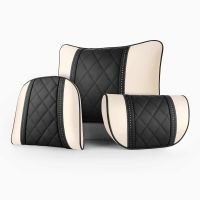 Napa Leather Car Seat Rest Cushion Headrest Car Lumbar Pillow Auto Headrest Travel Pillow Neck Support Holder Covers Car Styling