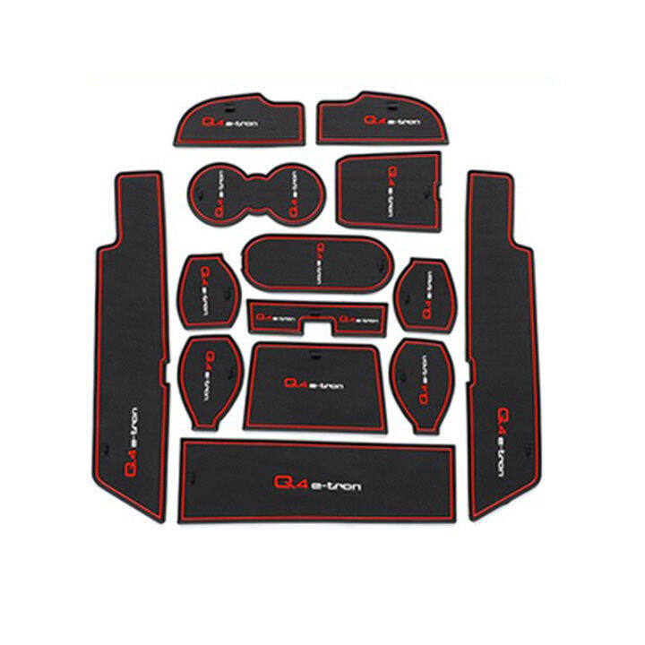 14pcs-สำหรับ-audi-q4-e-tron-รถจัดแต่งทรงผมภายใน-anti-slip-mat-ที่วางแก้ว-mat-ประตู-groove-pad-เบาะยางอุปกรณ์เสริม