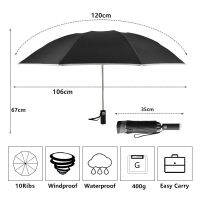 【 Cw】ไฟ LED ย้อนกลับอัตโนมัติร่มพับแบบพกพากันฝน Windproof กว้างขึ้นแข็งแรงทนทานปรับมุม Parasolhot