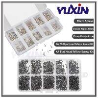 1000pcs/set Black M1 M1.2 M1.4 M1.7 Mix PA Phillips Head Micro Screws/KA Flat Head Self-tapping Electronic Small Wood Screws Kit Nails Screws  Fastene