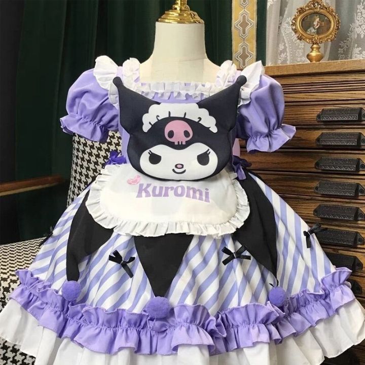 Sanrioed Anime Kuromi Melody Cute Lolita Maid Costumes Girl Maid ...
