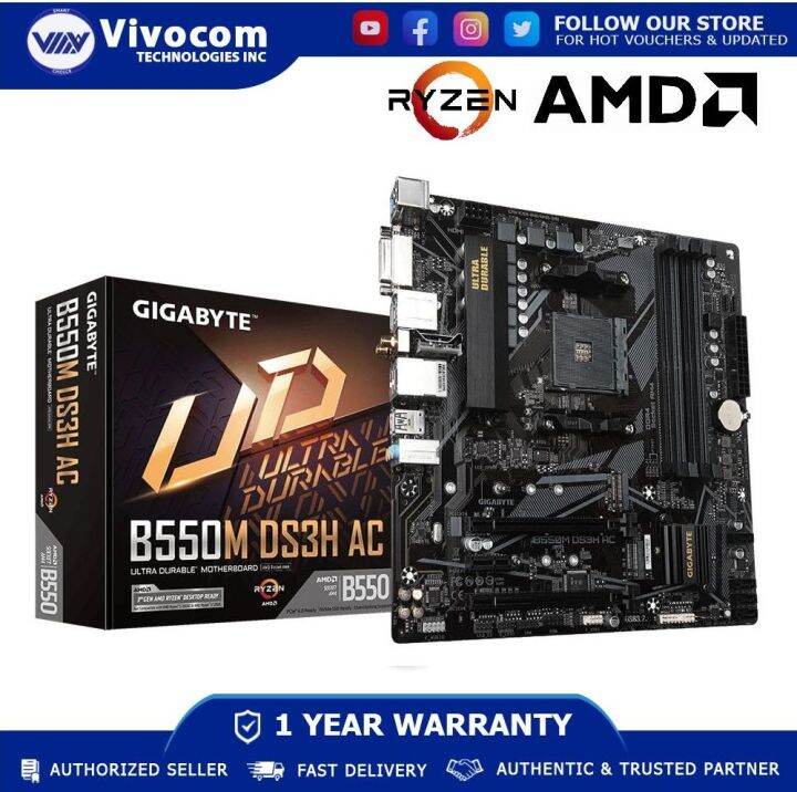 GIGABYTE B550M DS3H AC Ultradurable Motherboard | Lazada PH