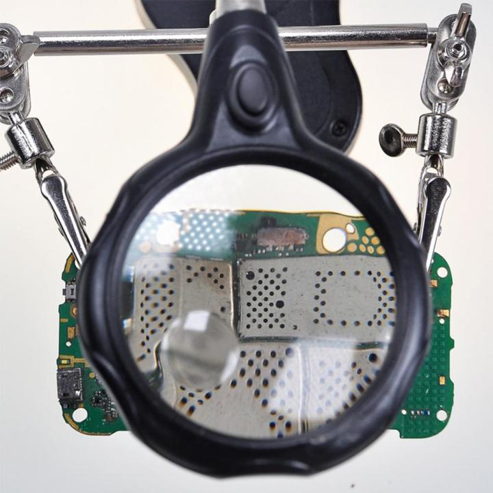แว่นขยายอเนกประสงค์แว่นขยายส่องสว่างไฟ-led-ตัวหนีบเสริมปรับได้ช่วยซ่อมเครื่องมือกันลื่นสำหรับการตรวจสอบบำรุงรักษา