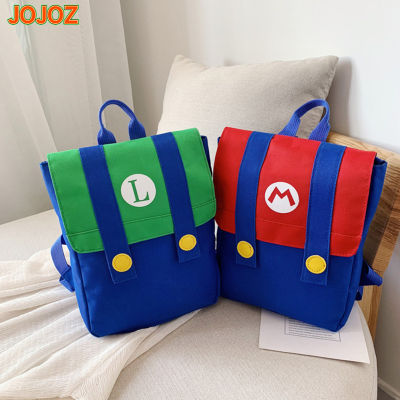 กระเป๋านักเรียนกระเป๋าเป้สะพายหลังเด็กสีคอนทราสต์น่ารัก Super Mario Bros สำหรับของขวัญเด็กชายหญิง