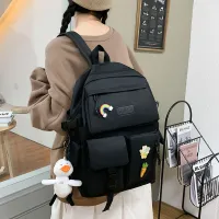 4-piece Set Of Harajuku Style Fashion Womens Backpack Canvas Waterproof School Bags Large-capacity All-match Schoolbag