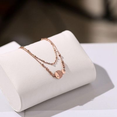 MXMUSTY Korean Titanium Steel Anklet Adjustable Jewelry Gift Fish Ankle Chain Single Layer Women Charm Bead Cool Double Layer Barefoot Chain