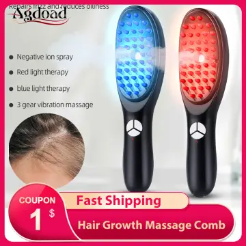 Blue Red Light Therapy Comb Hair Growth 3-level Electric Scalp Head  Massager NEW