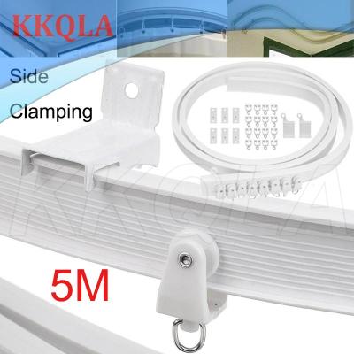 QKKQLA 5M Flexible Ceiling Curtain Rail Side Clamping Track Window Rod Rail Straight Curved Accessories Kit Home Decor