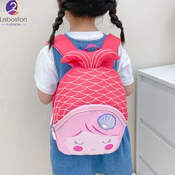 กระเป๋านักเรียนกระเป๋าลายการ์ตูนน่ารักนางเงือกสำหรับเด็กเด็กหญิงเด็กชายอนุบาลน้ำหนักเบาระบายอากาศ