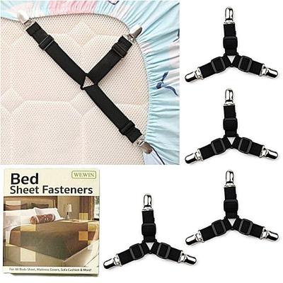 สินค้าใหม่ สายรัดผ้าปูที่นอน ตึงเปรี๊ยะ สายรัดมุมเตียงนอน (1 กล่อง มี 4 เส้น) ยางรัดมุมเตียงนอนให้ตึง Bed Sheet Fasteners (สีดำ) พร้อมจัดส่ง