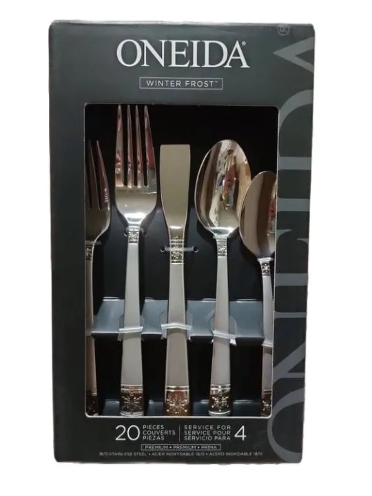 Imported..ONEIDA Winter Frost 20 Pc Flatware Set Good For 4 Person