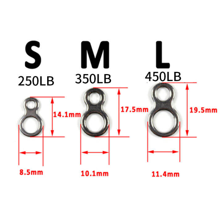 10pscแหวนสีเดียวสลักหมุนสแตนเลส-8-ลูปตัวต่อสายเบ็ดสำหรับtrollingเบ็ดตะขอ