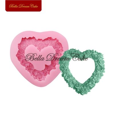【YF】 Mini Roses Frame Silicone Mold Valentines Day Fondant Cake Molds Decorating Tools Handmade Clay Soap Mould Bakeware