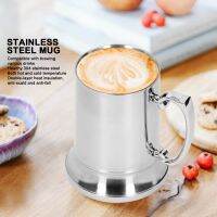 แก้วเบียร์ Mugs Mugs with Handle Corrosion Resistance Double‑Layer Beer Mug for Bar Home