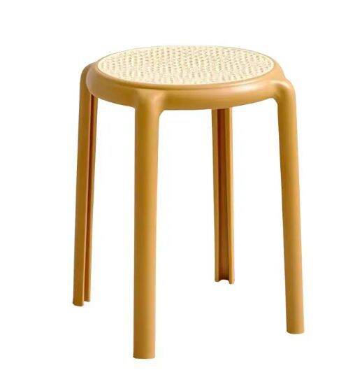 Nordic rattan stackable stool (yellow / natural) | Lazada PH
