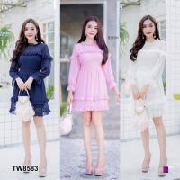 P8583  เดรสชีฟองระบาย   ruffled chiffon dress