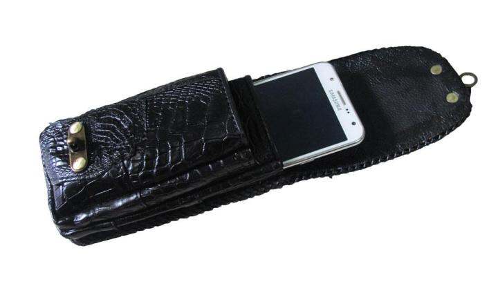 กระเป๋าใส่มือถือ-genuine-crocodile-for-your-mobile-จระเข้-หนังแท้-โหนกจระเข้-กล่องใส่โทรศัพท์มือถือ-เป็นหนังจระเข้แท้ทั้งใบด้านหลังมีห่วงสำห