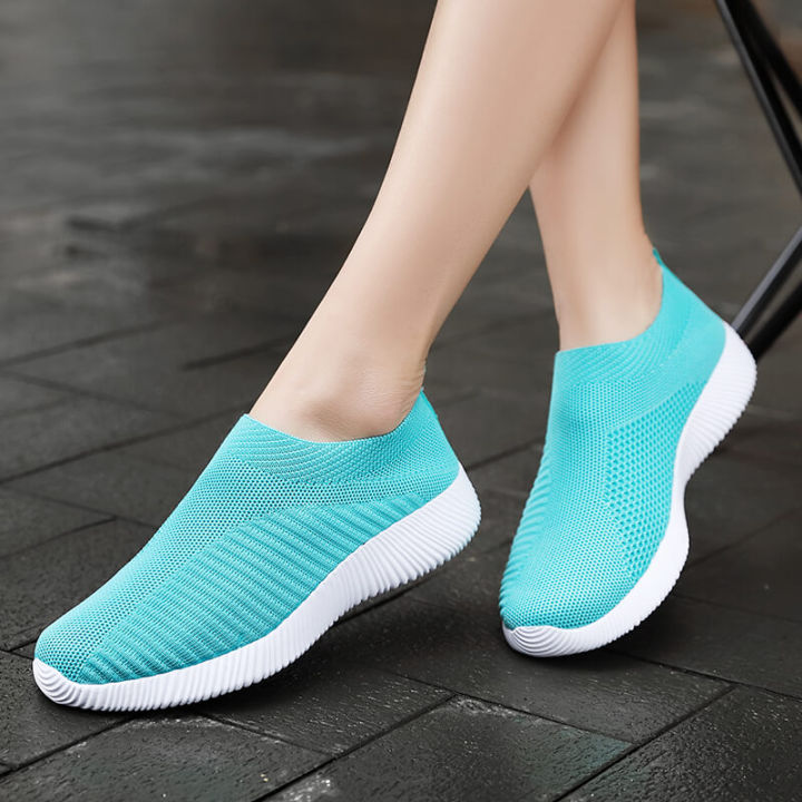 cdfhwun-รองเท้าผ้าใบสำหรับสตรีขนาดพิเศษถักลำลองรองเท้าคุณแม่ถุงเท้าผู้หญิงรองเท้าผู้สูงอายุ