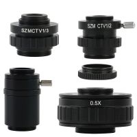 อะแดปเตอร์1X SZM CTV 1/2 1/3 0.3X 0.5X C Mount เลนส์ + C CS Simul แหวนโฟกัสกล้องจุลทรรศน์สเตอริโอสามตากล้องวีดีโอ HDMI VGA USB