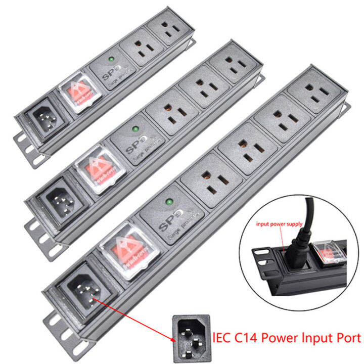 รางปลั๊กไฟ pdu 2-12 ช่อง Universal Socket C14 Input power input Switch ...