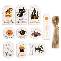 50Sets Halloween Gift Tags Pumpkin Cat Ghost Candy Bag Packaging Labels Hang Tags Party Decoration Paper Card for Trick or Treat Labels
